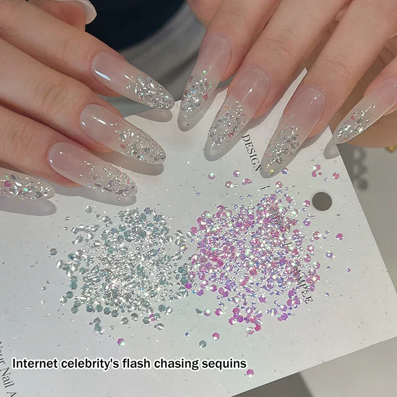 1 جرة حورية البحر ثلاثية الأبعاد للأظافر - رقائق ليزر رفيعة للغاية، غبار متألق غير منتظم، ملحقات ترتر مانيكير فضفاضة ذاتية الصنع #1