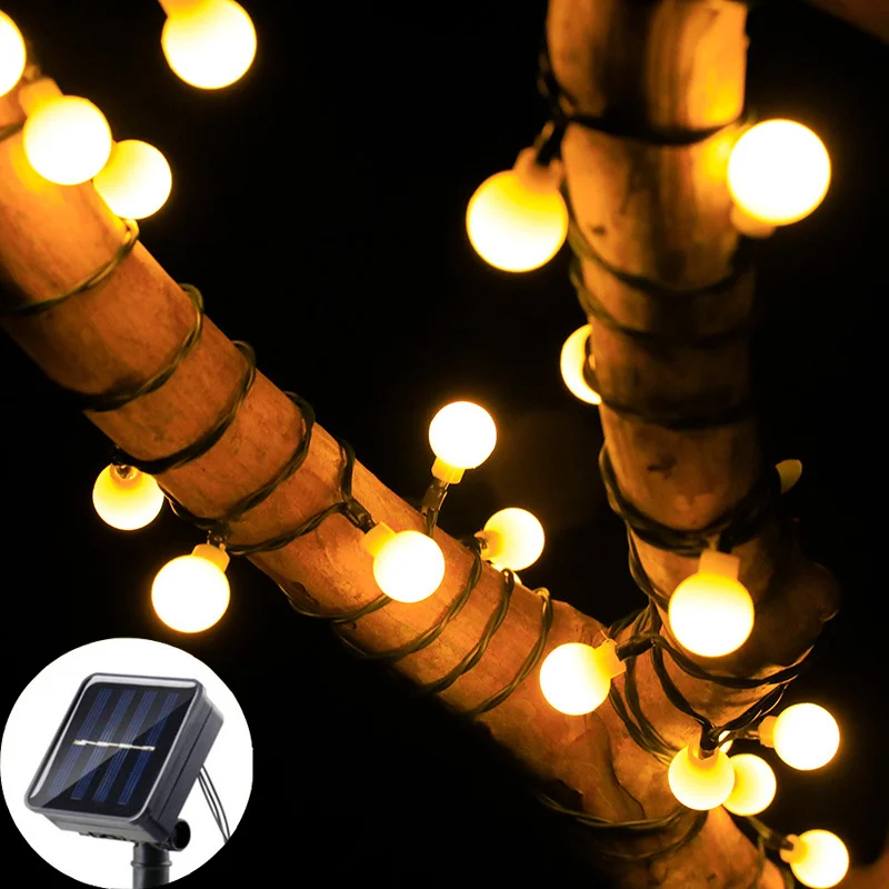 

Solar White Ball String Lights 8 Modes LED Outdoor Lighting Light Up Your Wedding Garden Fence Balcony Tree Party Decoration