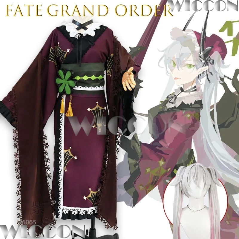 

Fate Grand Order Lilith Casual Cosplay Dress Black Silk Qipao WithGolden Night Witch Embroidery Slit Sheer Sleeves Ethereal Dark