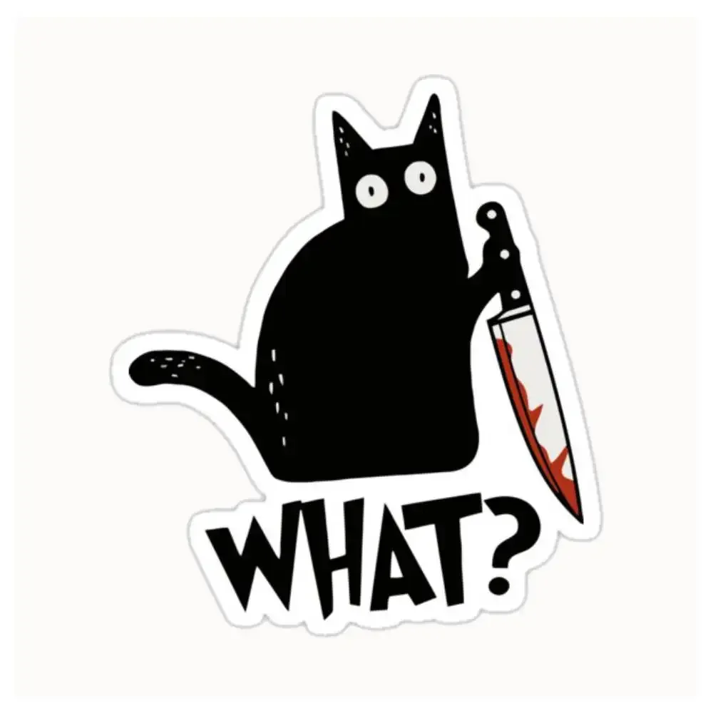 Cat WhatMurderous Black Cat With Knife Gift Premium T-Shirt Waterproof Stickers For Decorating Car