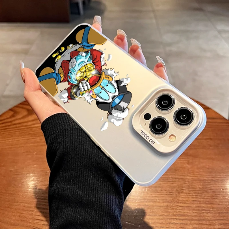 Disney Donald kaczka złota moneta dla Apple iPhone 15 14 13 12 11 XS X Pro Max Plus kolorowe srebrne etui na telefon komórkowy Funda