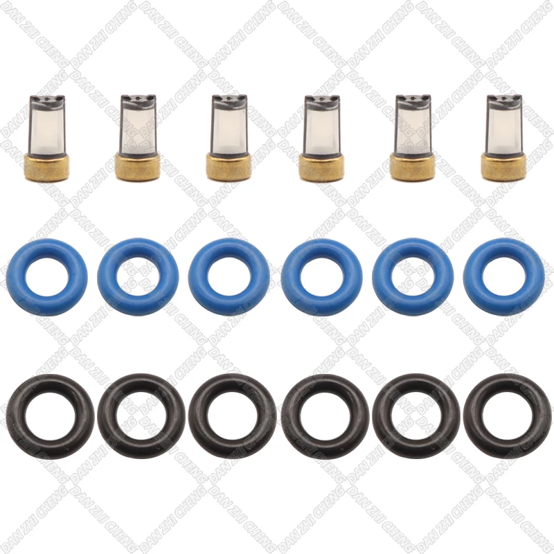 

6 set Fuel Injector Service Repair Kit Filters Orings Seals Grommets for Chinese cars 25387917