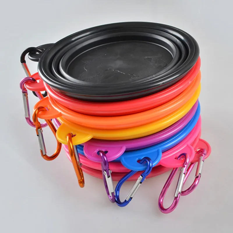 Large Capacity Collapsible Dog Pet Folding Silicone Bowl Outdoor Travel Portable Puppy Food Container Feeder Dish Bowl