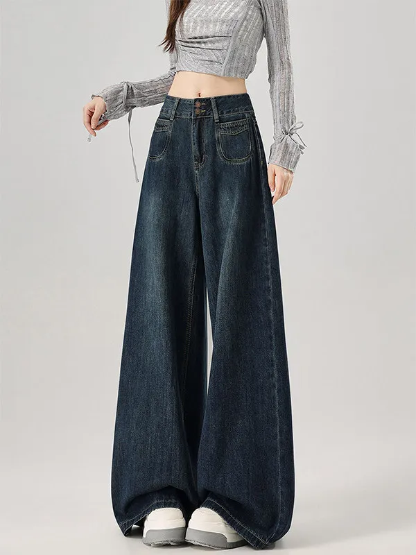 

High Waist Wide Leg Jeans Women's Casual Straight Cut Slimming Jeans for Pear Shaped Body Spring 2026 New plus Size Loose Fit