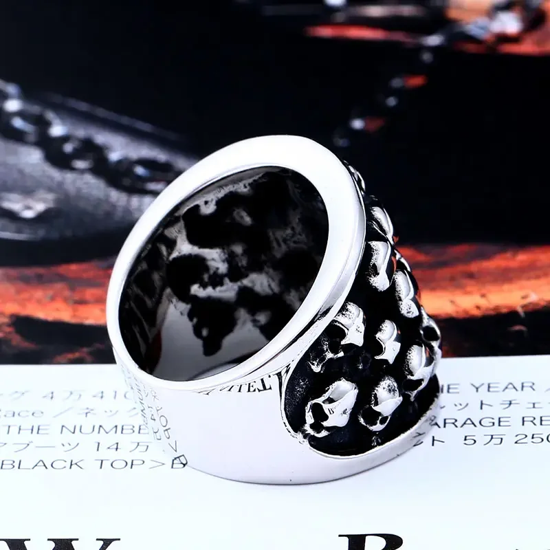 Beier new store 316L Stainless Steel men ring personality punk cluster skull ring men vintage fashion Jewelry LLBR8-247R