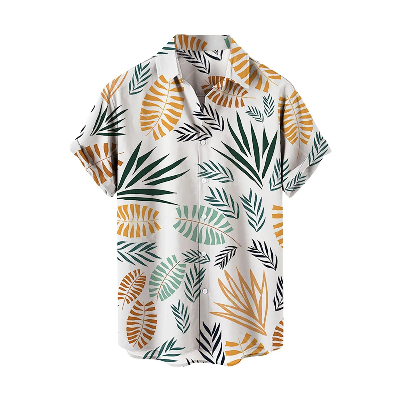 

Men's Plant Flower Leaf Print Shirts 2024 Summer Holiday Beach Hawaiian Short Sleeve Lapel Button Up Camisas Handsome Casual Top