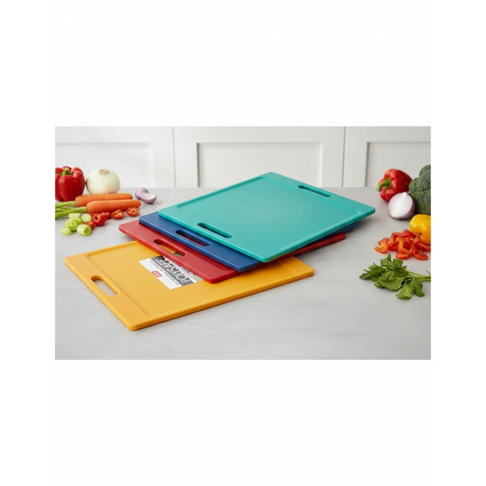 

4-Pack NSF Certified Reversible Cutting Boards with Handle, Color Coded Kitchen Prep Boards for Professional & Home Use
