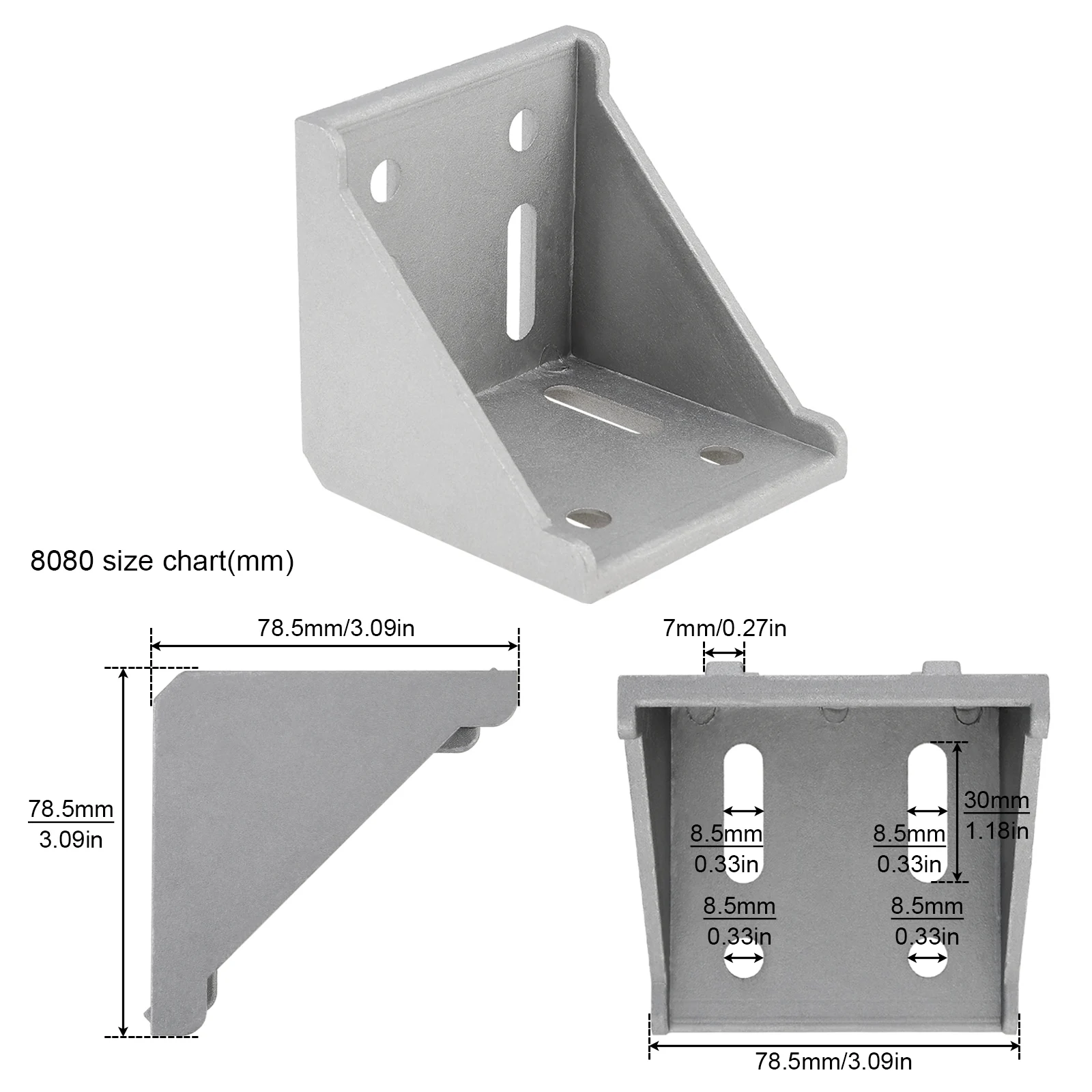 8080 Aluminum Corner L Shaped Right Angle Support Connector Extrusion Industrial Aluminum Profile