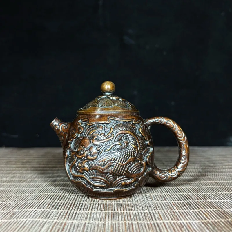 fish leaping over the dragon gate , creative hand-held , copper teapot ornament