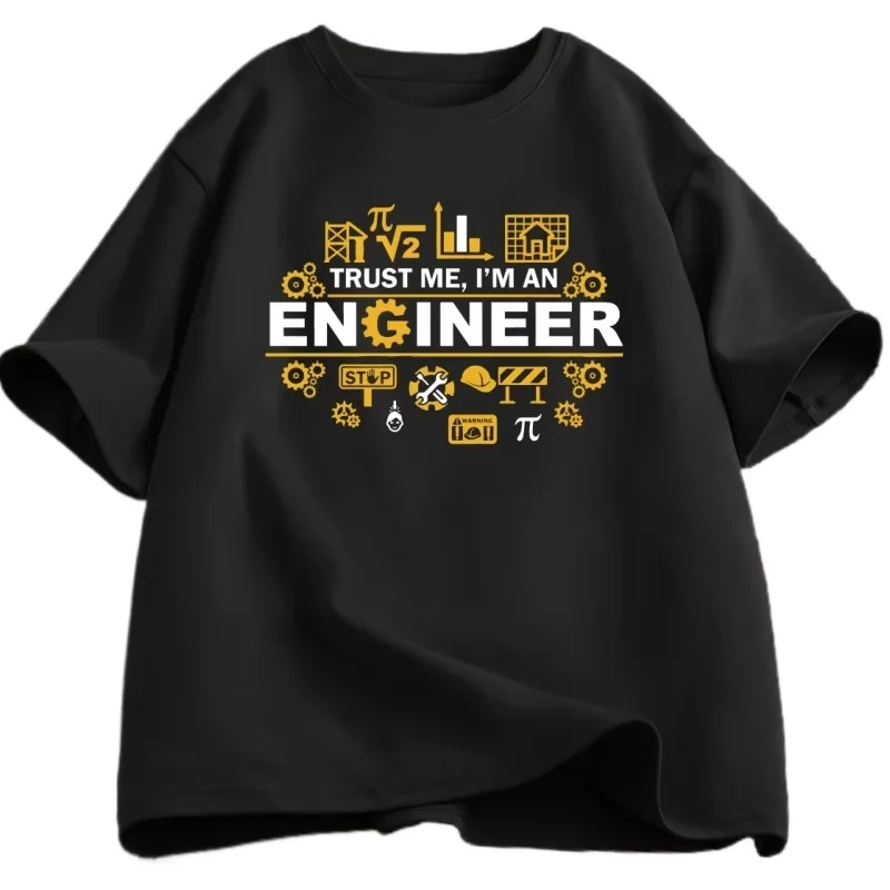 ثق بي أنا مهندس تي شيرت مضحك مهندس الفكاهة الجرافيك تي شيرت القطن قصير الأكمام جولة الرقبة التي شيرت ملابس الرجل فضفاضة