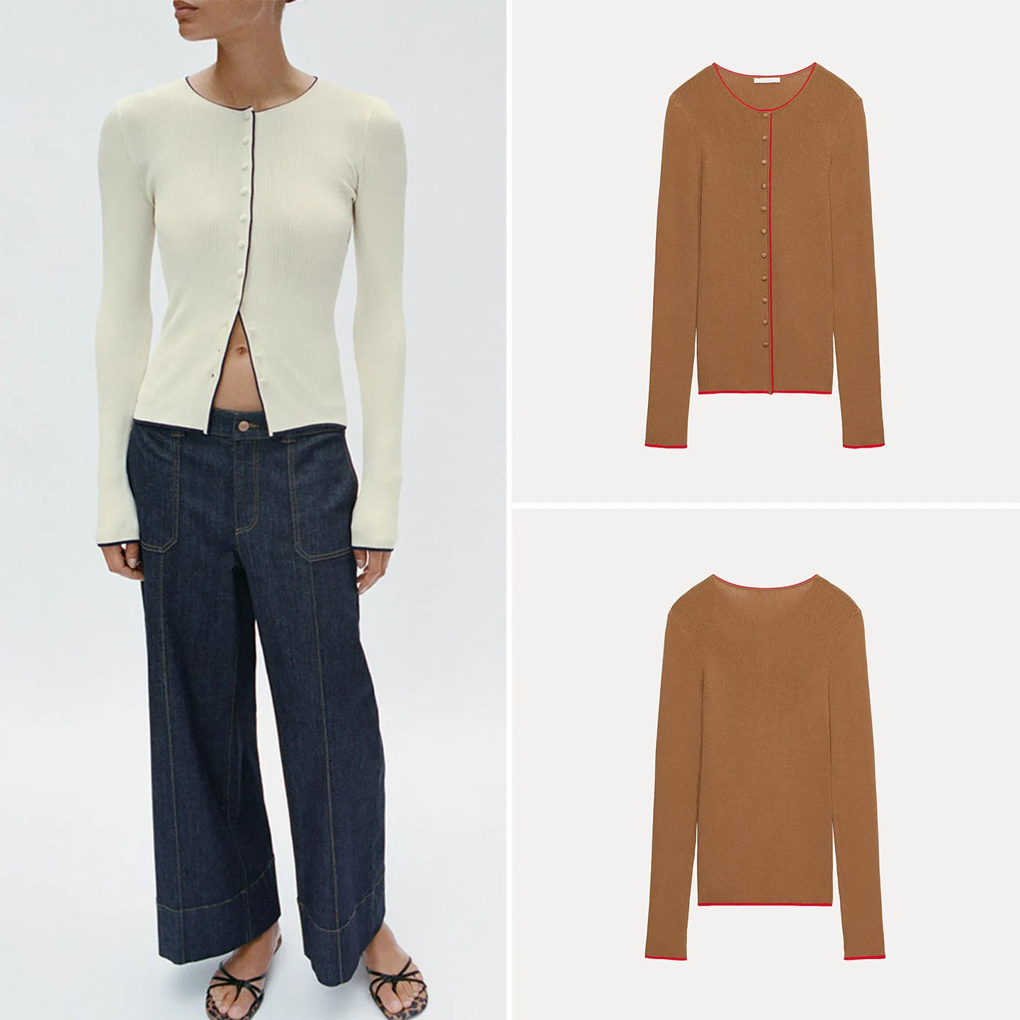 Fashionable Long Sleeve round Neck Color Block Casual Jacket Women's Autumn Wear Zadata Standard Fit Short Outerwear