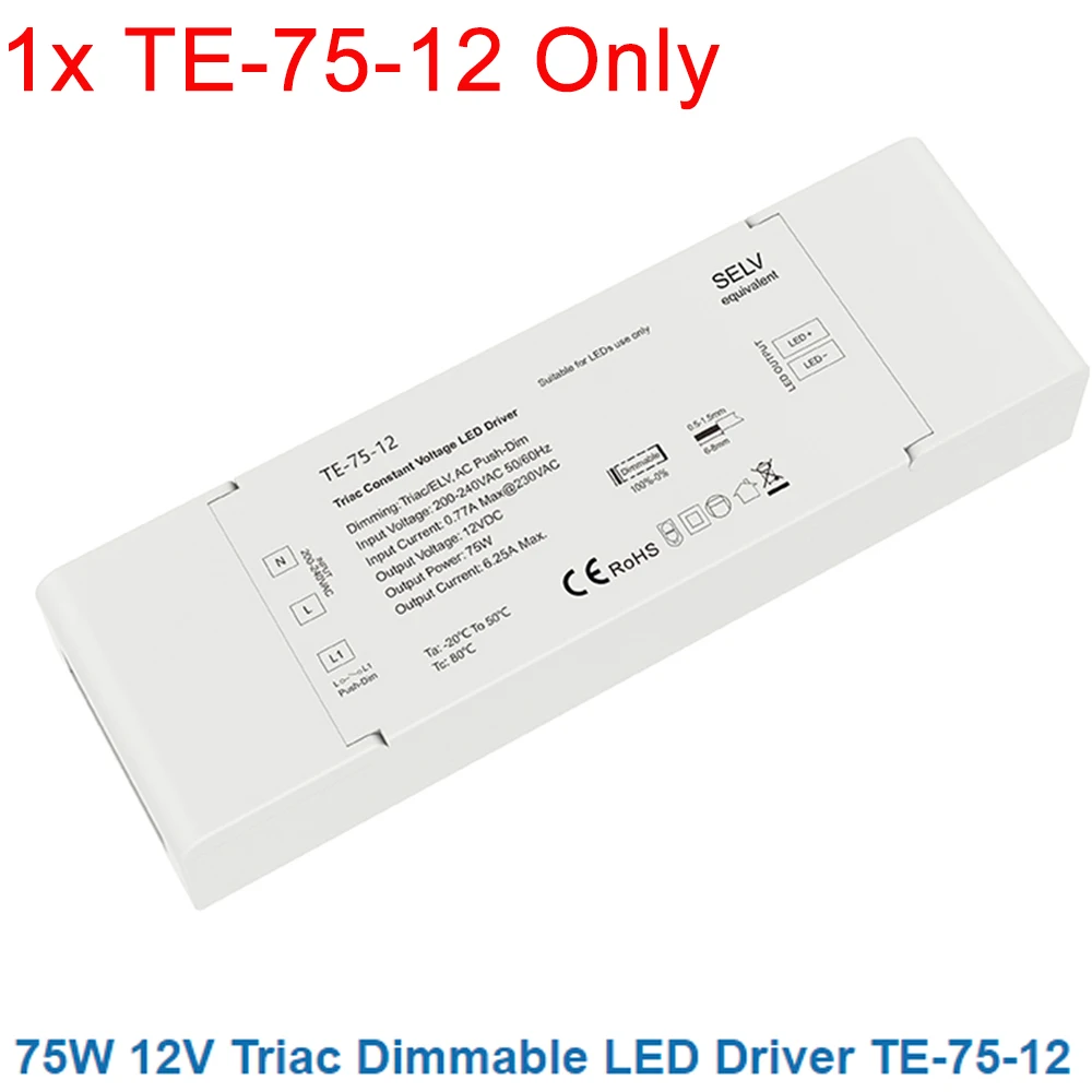 Skydance 40W 75W 150W Triac Dimmen Constante Spanning LED Driver Drukschakelaar DC12V 24V dimbare Voeding Fase-snijden Dimmer