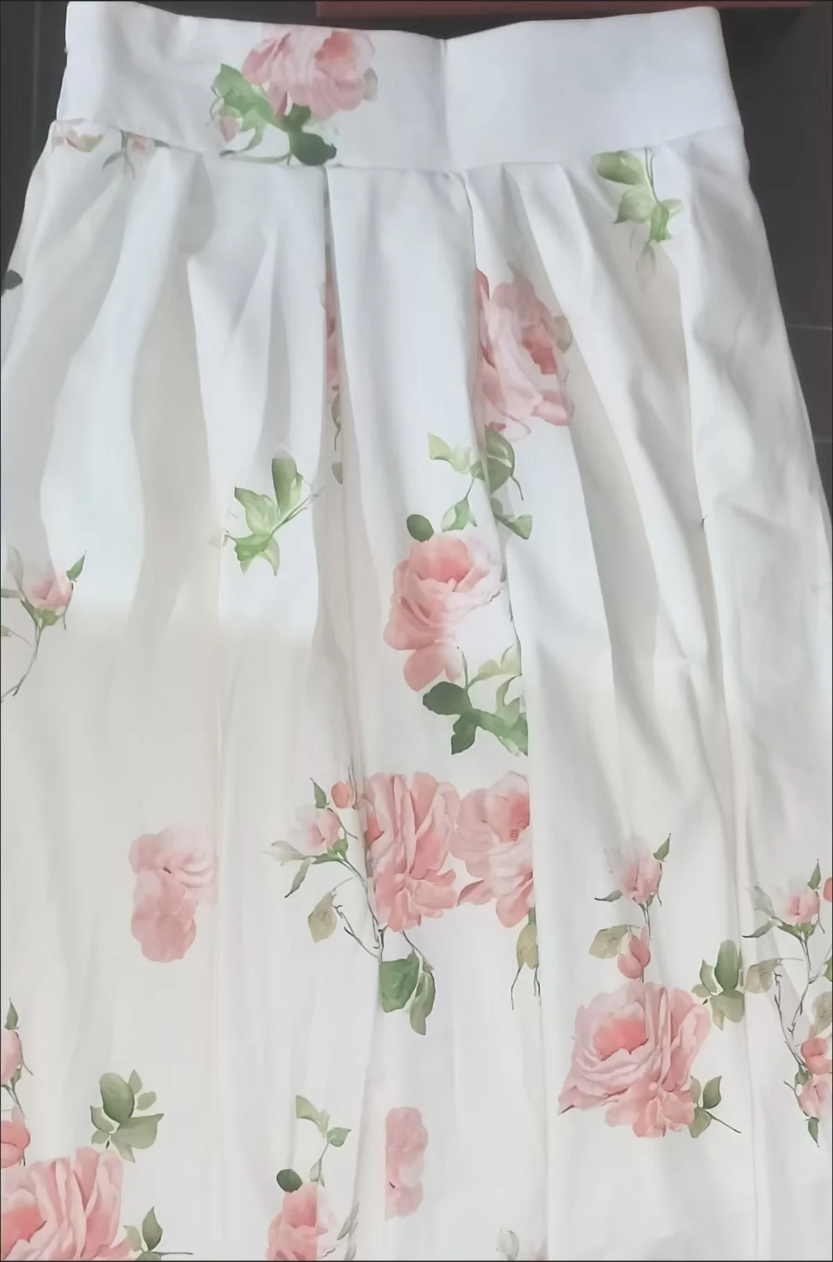 2025 summer long skirt women Korean white chiffon flower printed high waist midi skirt female