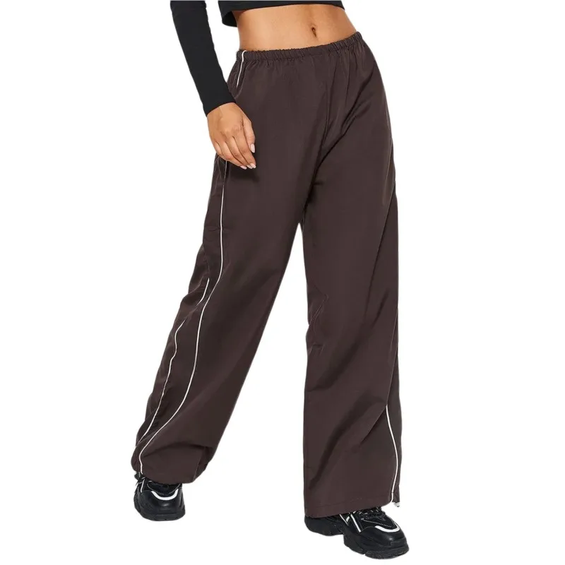 Spring Thin Patchwork Long Pant Women's Fashion Solid Elastic Waisted Loose Trousers Casual Versatile Office Pants For Ladies