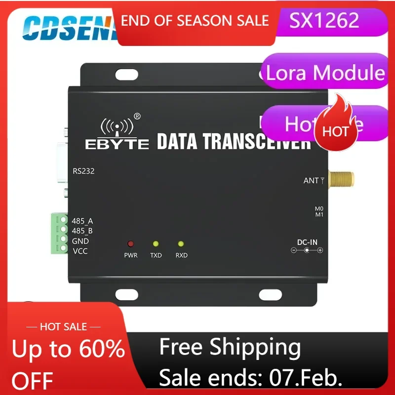 SX1262 SX1268 E90-DTU(230SL37) LoRa Module 230MHz 37dBm RSSI Relay Networking Modbus LBT RS232 RS485 Radio Wireless Transceiver