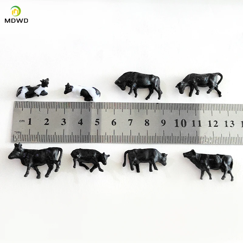 8pcs/set  HO Scale Miniature Cows Model ABS Plastic Animals 1:87 Farm Animals with Model  Trains Figures