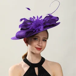 Kentucky Derby Big Fascinator Feather Hat Women Wedding Pillbox Fascinators Hat With Headband Ladies Elegant Party Chapeau Cap