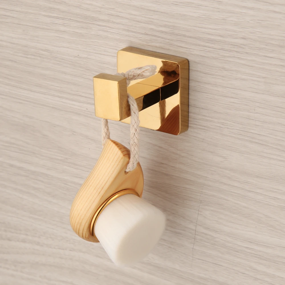 JIENI Black Bathroom Towel Hook Chrome Brass Wall Mounted Robe Coat Hanger Stainless Steel Coat Holder Golden Plated Hook