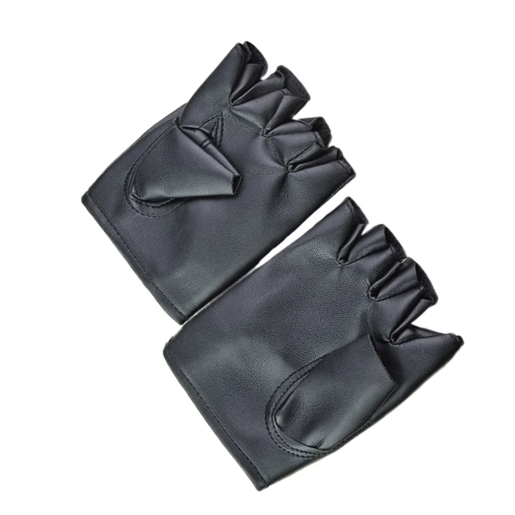 Paar heren punkstijl halfvingerhandschoenen zwart winddicht kasjmier buitensporthandschoenen voor fietsen skiën wandelen