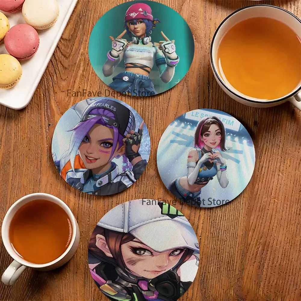 

Pop Game O-Overwatch-S Round Coaster Non-slip table mat Insulated Coasters Kitchen Dining Room Tabletop Decor