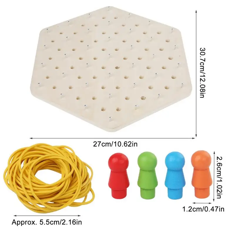 مثلث خشبي تفاعلي لعبة الفرقة المطاطية ، لغز الاستراتيجية ، لعبة السفر ، التعلم والألعاب التعليمية لأعياد الميلاد