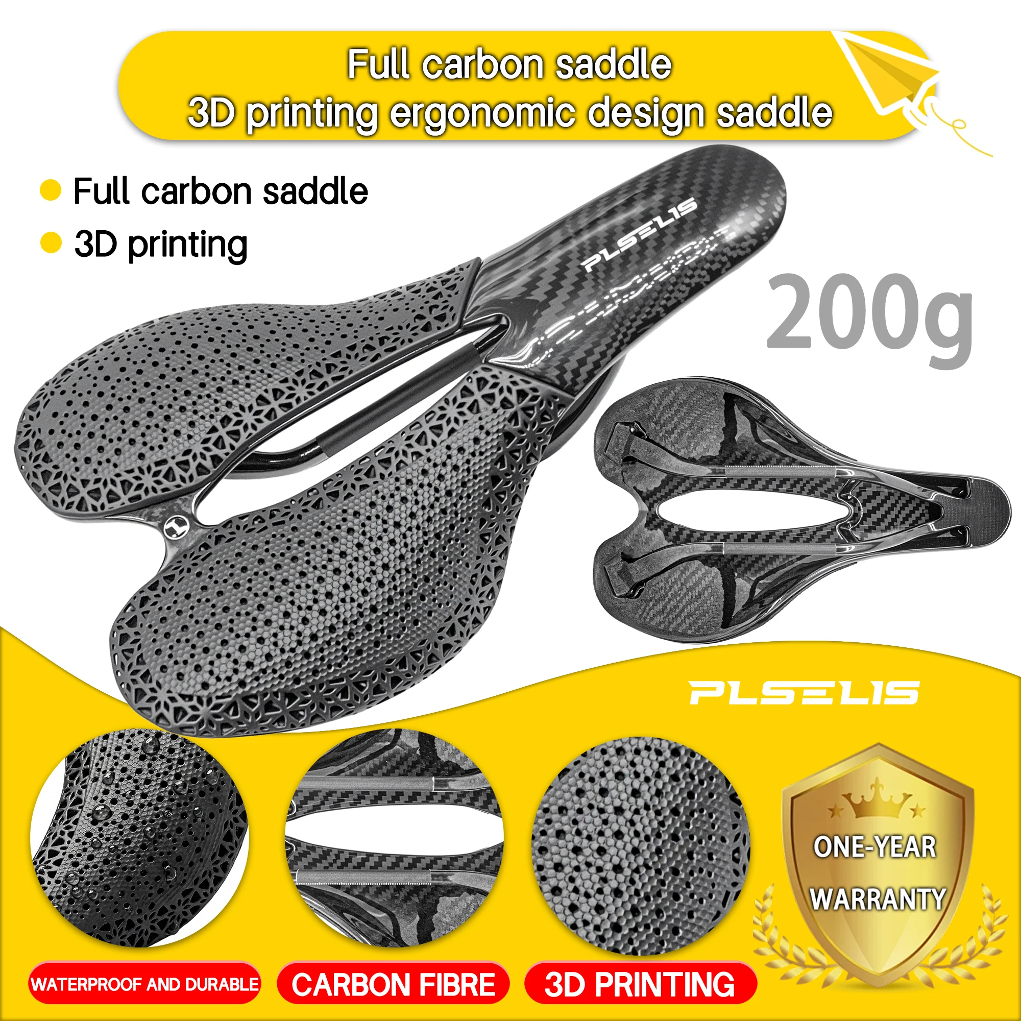 

Седло Plselis из углеродного волокна с 3D-печатью, велосипедная подушка, удобные аксессуары для верховой езды, спортивное универсальное седло