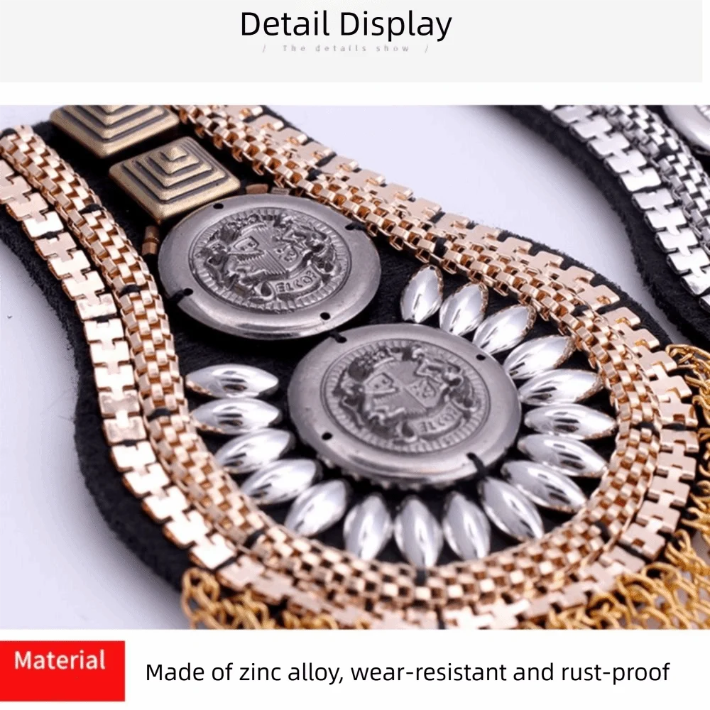 Retro Pin Tassel Chain Epaulettes Alloy Detachable Tassel Epaulet Shiny Cool Brooch Shoulder Board Women