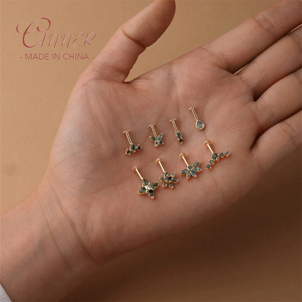 

CANNER 1PC S925 Silver Irregular Aparkling Natural Agate Stud Earrings for Woman Needle Stud Earrings Exquisite Jewelry Gift