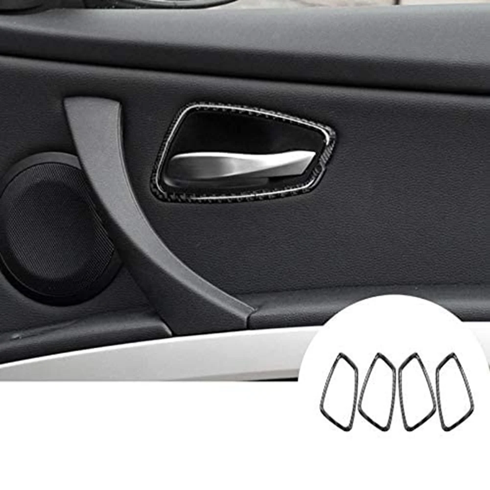 Car Carbon Fiber Door Handle Bowl Sticker Cover Trim Decal for BMW- 3 Series E90 E92 E93 2005-2012 Accessories,