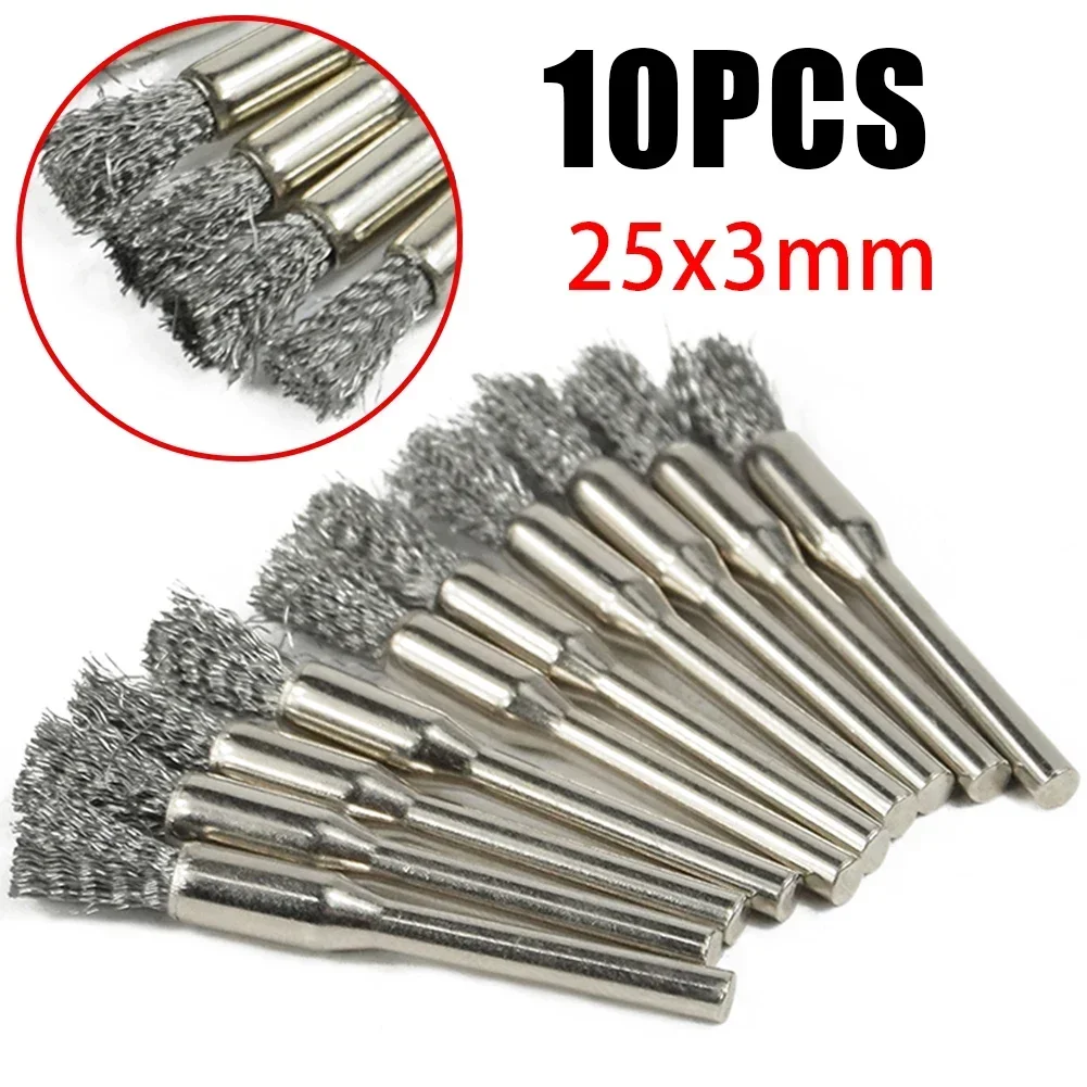 Stainless Steel Wire Brush Steel Tool Wheel 10PCS Wire 53mm Brush Diameter5mm Drill Electric Handle-Diameter3mm