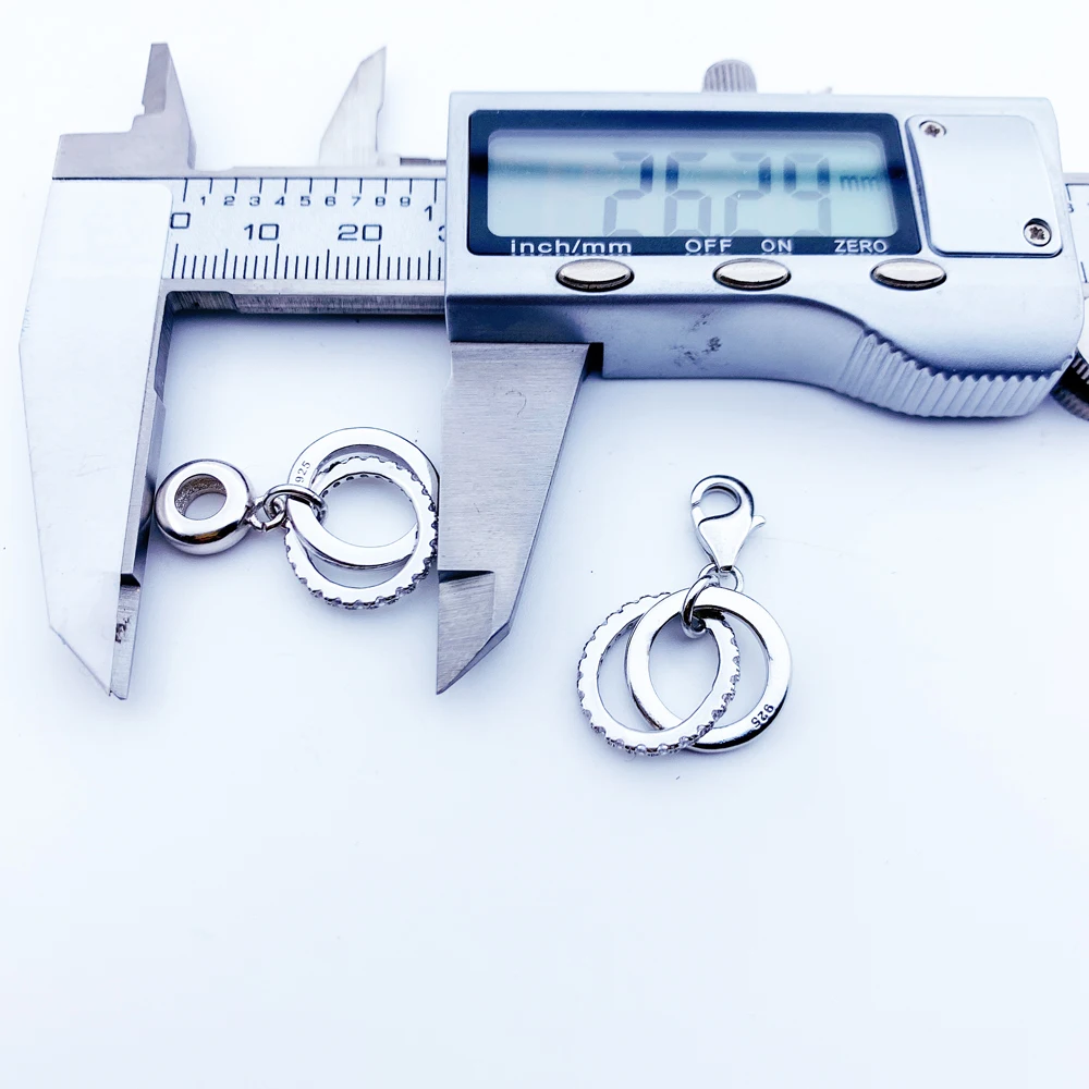 Anhänger-Doppelring für Damen aus 925er Sterlingsilber, romantischer Schmuckzubehör – Detail 5