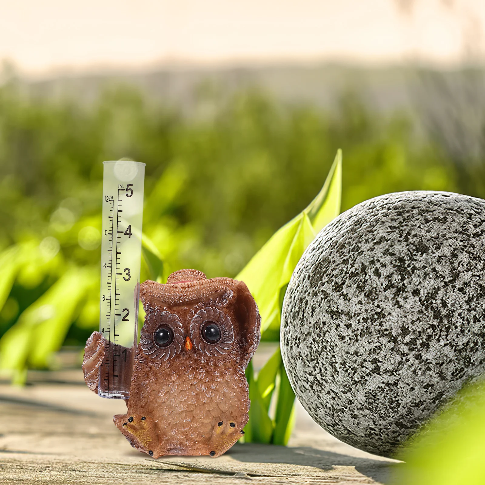 

Decorative Rain Gauge Owl Statue Outdoor Garden Rain Measurement Tool Accurate Scale Reading for Hydration Monitoring