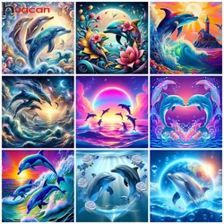 Huacan 5d Diy Diamond Painting Animal Dolphin Kit Full Mosaic Landscape Home Decorative Rhinestone Pictures