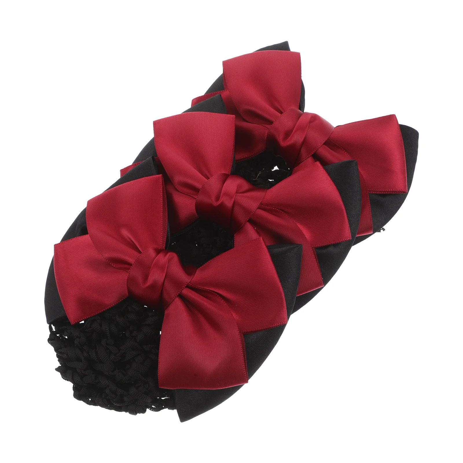 

3Pcs Head Flower Net Bag Bow Hair Snood Elastic Mesh Clip for Women Big Knot Updo Accessory Summer Cool Braid Holder