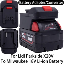 Adattatore/convertitore per strumenti agli ioni di litio Lidl Parkside X20V a accessori per elettroutensili adattatori per batterie agli ioni di litio Milwaukee 18V