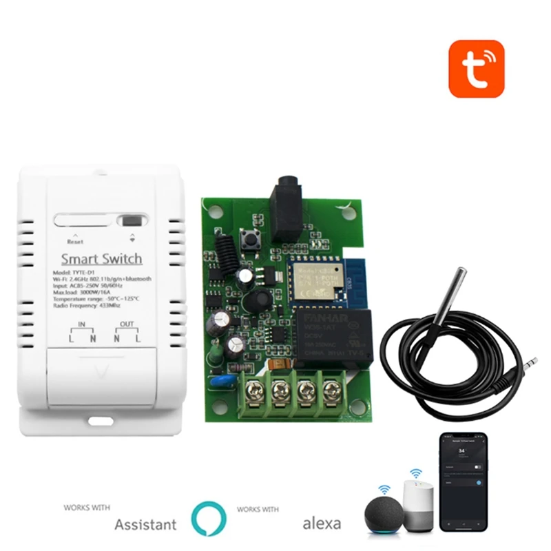 Tuya Wifi Slimme temperatuur-vochtigheidsschakelaar Monitoring Elektriciteitsstatistieken Relais 16A Intelligente thermostaatsensor