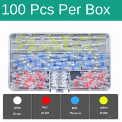 100 Pieces Solder Seal Wire Connector Kit Home Appliance Repair Car Motorcycle Marine Heat Shrinkable Butt Connector Insulating Waterproof Solder Bar Electrical Terminal Waterproof
