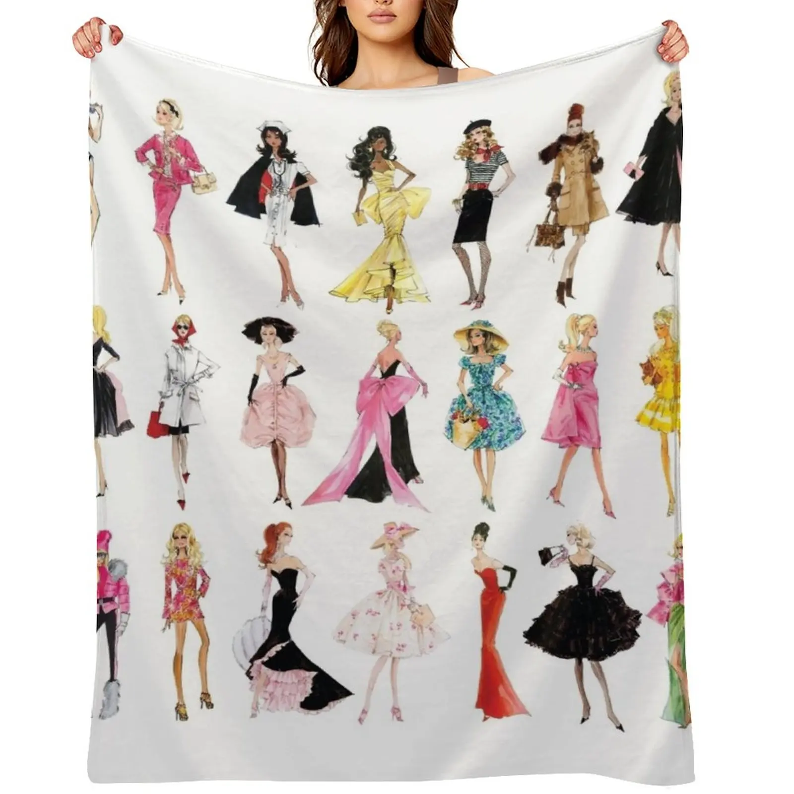 

Vintage Doll Illustrations Throw Blanket warm winter for winter sofa bed Softest Blankets