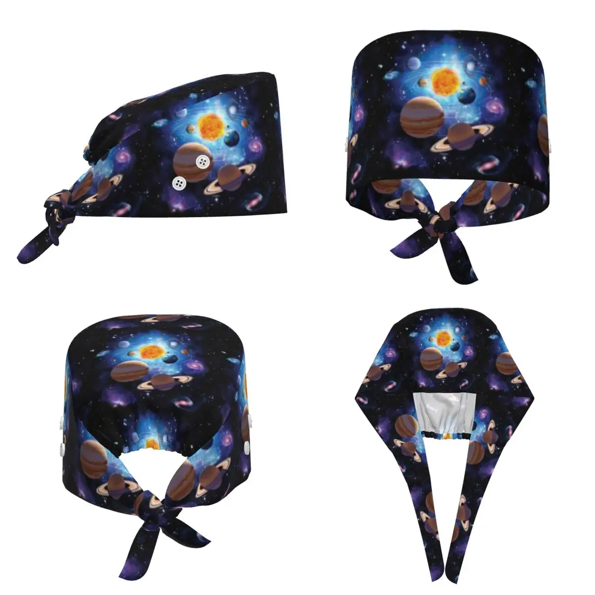 Solar System Space Planets Universe Scrub Hat Doctor Working Surgical Cap Unisex Adjustable Nursing Caps for Dentist
