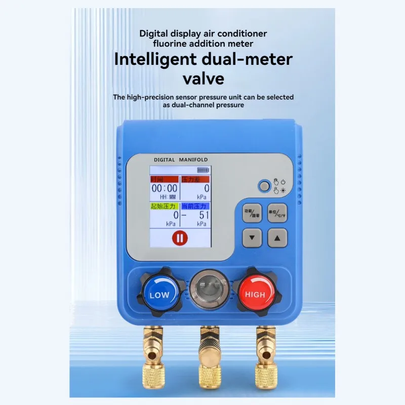 Hot Sale-For 92 Refrigerants Dual Digital Manifold Gauge For HVAC Car AC Charging Leak Test Pressure Temperature Measurement Gau