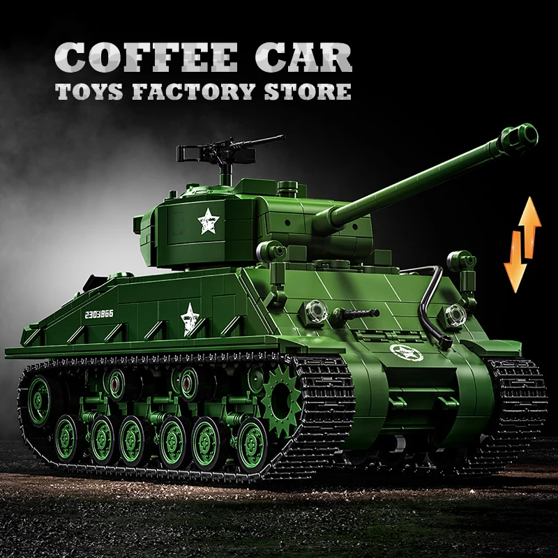 Blocs de construction de char M4 de l'armée américaine de la seconde guerre mondiale, jouets de collection, briques M26 Panzer MOC, Kits de modèles militaires, cadeaux d'anniversaire pour enfants et adultes