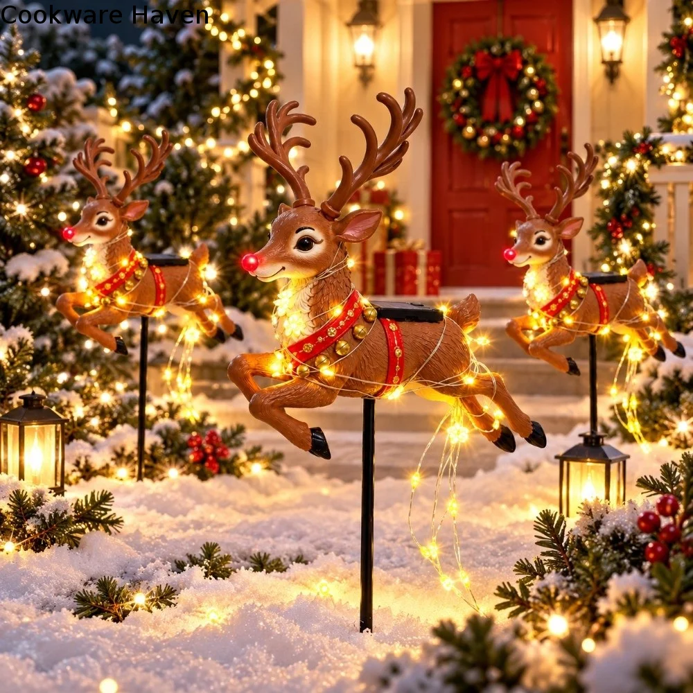 Swirling Effect Reindeer Pathway Light Waterproof Energy Saving Garden Decor Lamp Simple To Install Stable Light Output