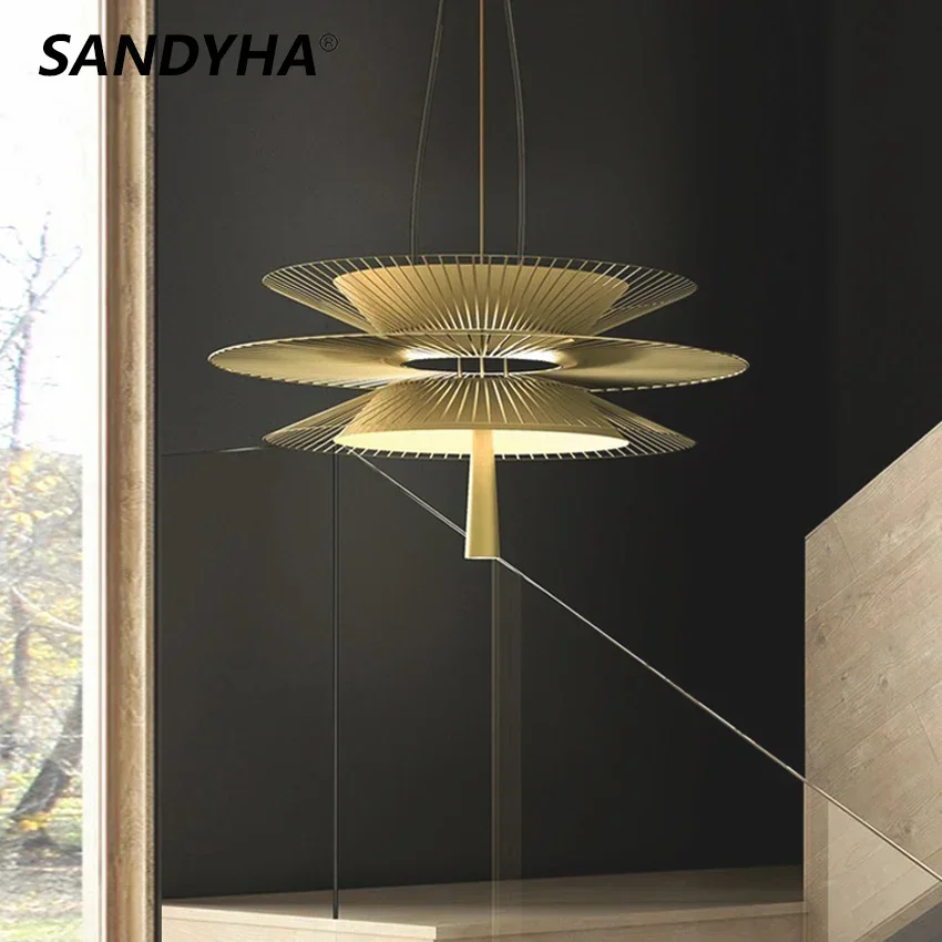 

SANDYHA New Trend LED Chandelier Luxury Metal Cord Pendant Lighting for Parlor Living Dining Room Home Decor Home Hanging Lamp