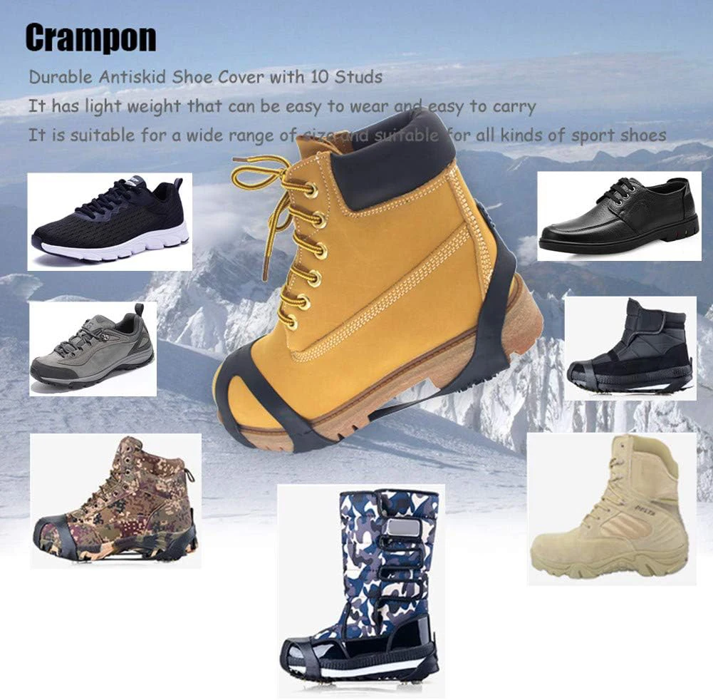 Anti-Skid Snow Shoe Cover, Climbing Crampons, Spikes, Ice Grips, Cleats, Non-Slip Shoe Covers, Winter Walk, 1Pair