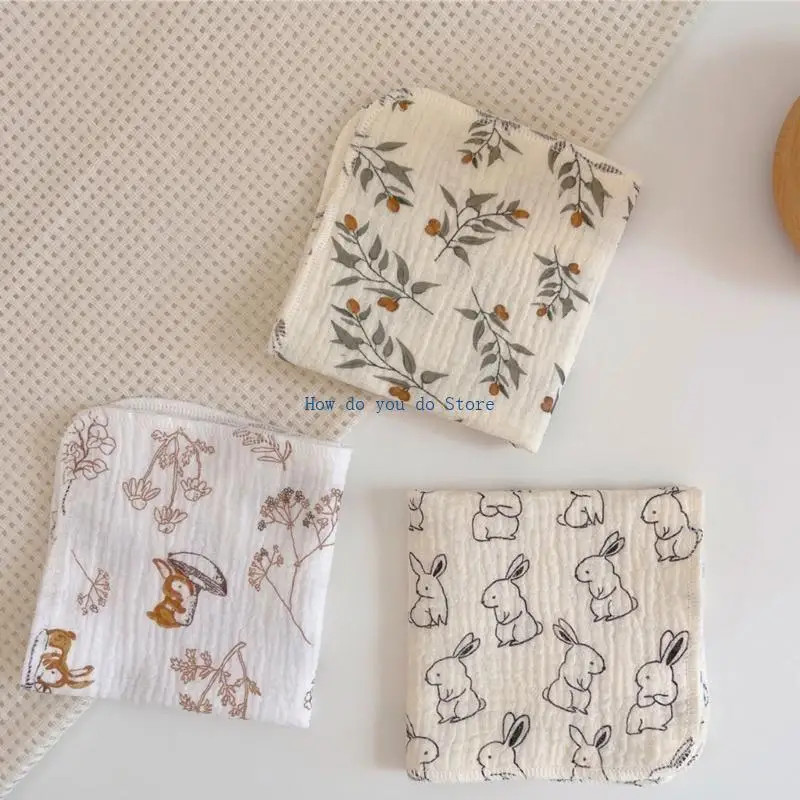 

19QF Baby Washcloths Breathable & Absorbent Baby Drool Bibs 4-layer Face Towel Square