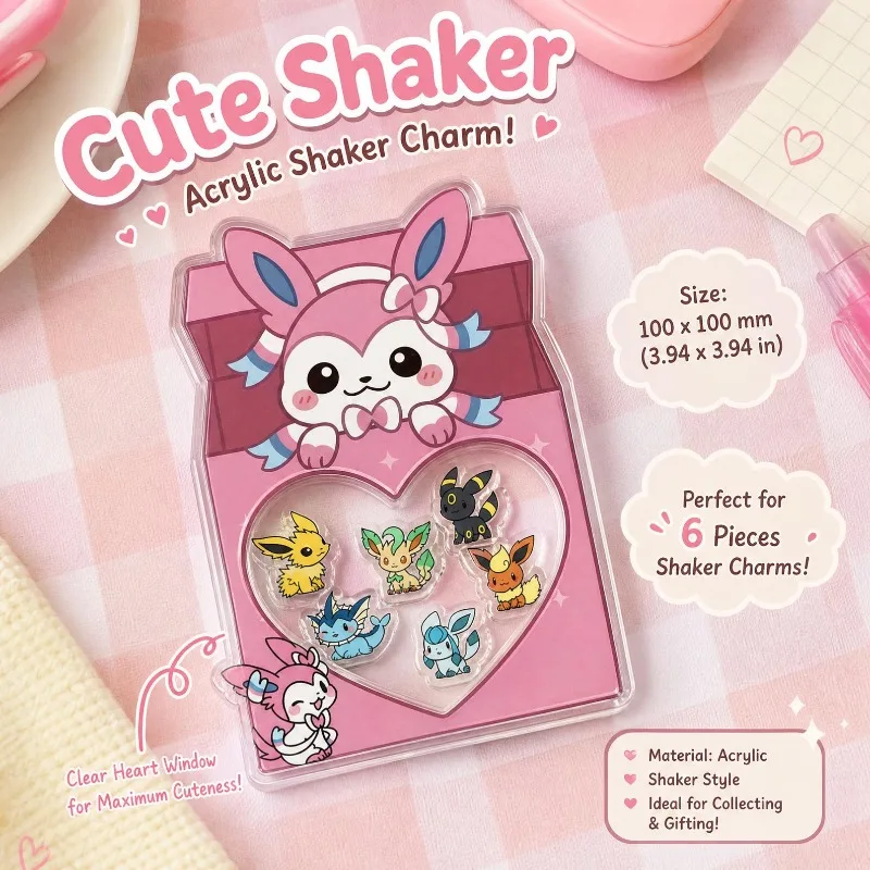 Shaker Keychain for Sylveon Acrylic Bag Charm with Floating Inserts Accessory Charms  Perfect Gift for Friend Thoughtful Gift