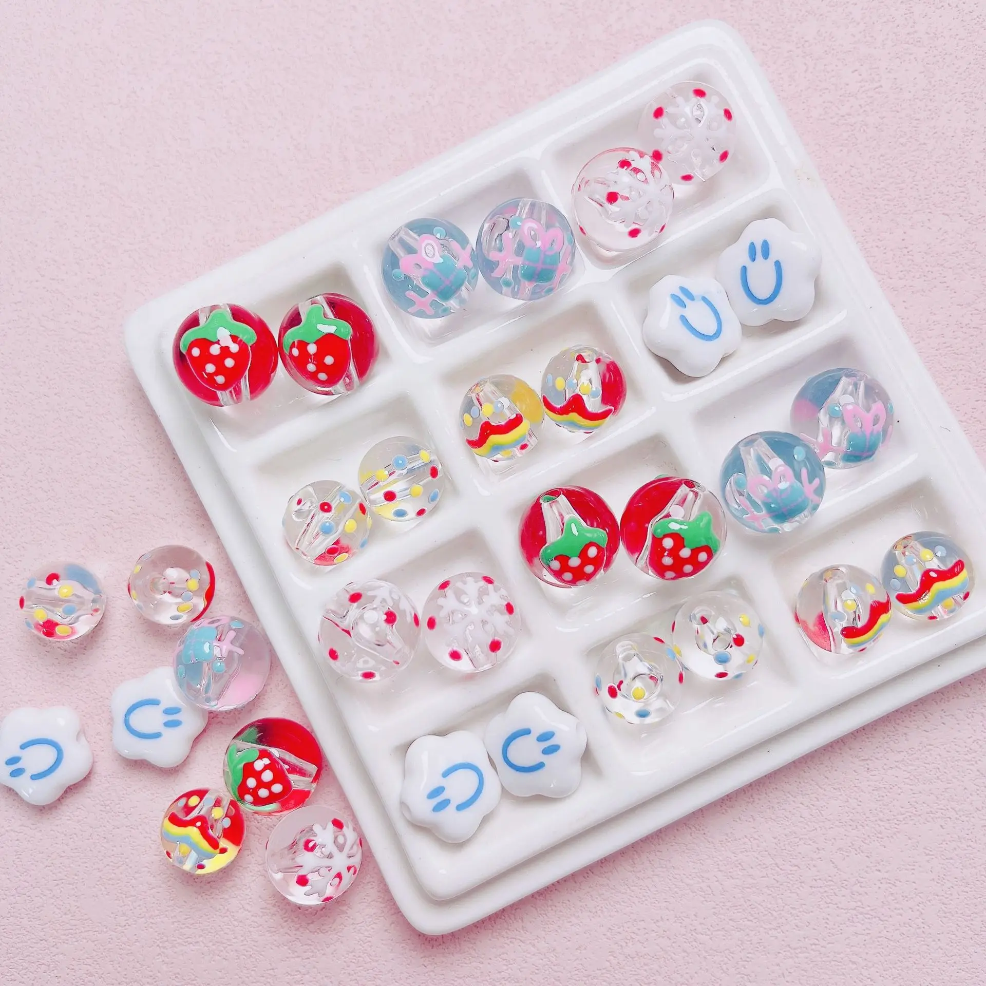 5/10/20Pcs, 14mm, Acrylic, Cute, Dripping Oil, Clear Beads, Decorative Beads, Snap Beads, DIY, Beads, Loose Beads, Barrier Beads