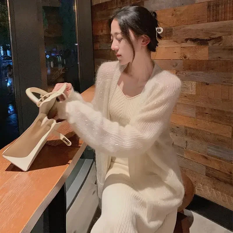 Women\'s Sweater Long Cardigan Knit Tops For Woman Purple Korean Luxury Clothes Cheap And High Quality Offers Designer Fashion