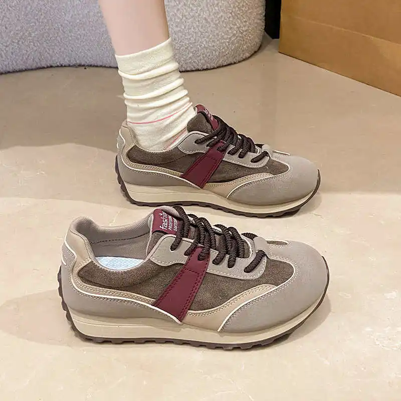 Jesienno-wiosenne wiązane koszykówki tkane beżowe sneakersy damskie mokasyny buty damskie sportowe nowości pasujące na nowy sezon buty Sho