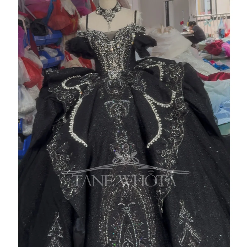 Turtle Black Customizable Long Sleeves Lace-Up Keyhole Back Evening Gown Crystal Beading Luxury Dress For Special Occasions